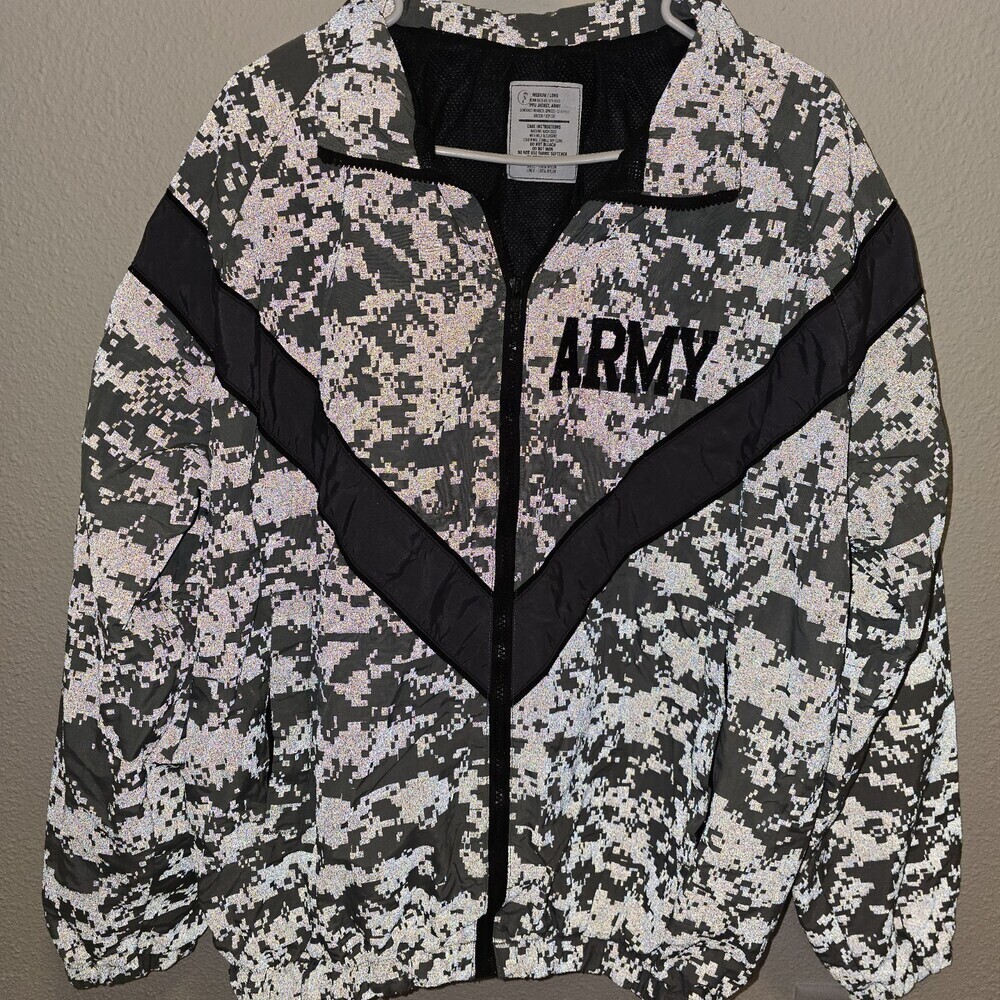 U.S. Army IPFU Jacket Medium Long Reflective Digital Camo PT Windbreaker 26x27 - Picture 2 of 9